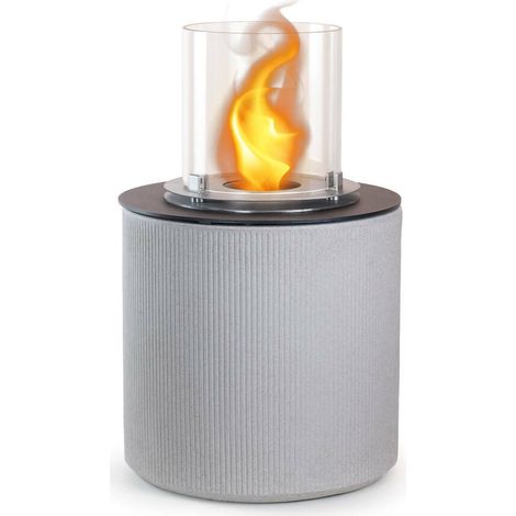 Dmora - Bioethanol-Kamin Maynila, Ökologischer Kamin, Rauchfreies Feuer, Heizung mit Ethanol, Made in Italy, 36x36 h56 cm, Grau