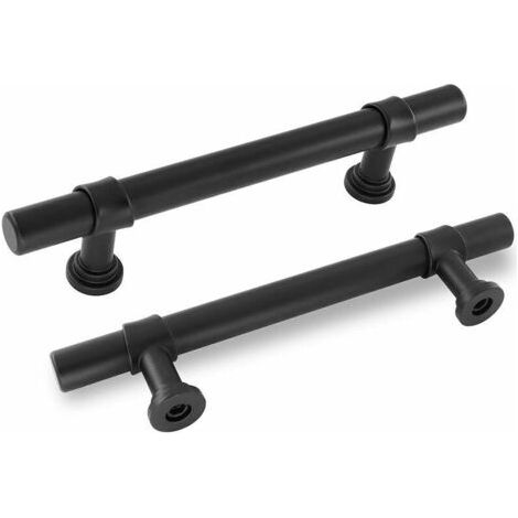 BUNTHAUS Ensemble de 5 poignées noires pour meubles de cuisine, poignées de portes coulissantes, poignées de cuisine noires, poignées de meubles noires, poignées de meubles vintage, poignées en métal, (1/5)