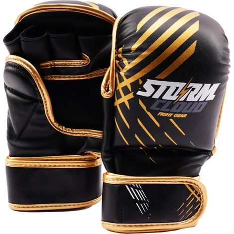 StormCloud Lynx MMA Sparringshandschuhe, Schwarz und Gold, 7 oz, Größe S