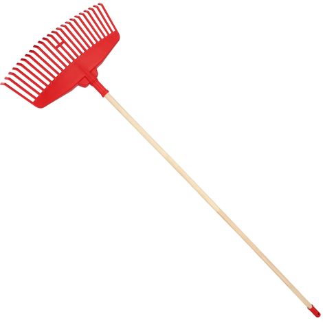 KOTARBAU® Rateau À Feuilles - Plastique - 48 cm - avec Manche en Bois - Extra-Click - Rateau Jardin - Ramasse Feuilles - Léger - Rouge & Bois - Ergonomique (1/5)