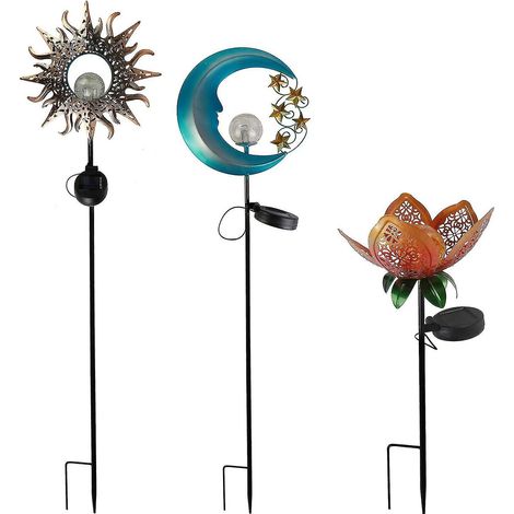 Lampes solaires d'extérieur en forme d'étoiles et de lune, alimentées à l'énergie solaire, pour jardin, décoratives, couleur craquelée, 4 (1/4)