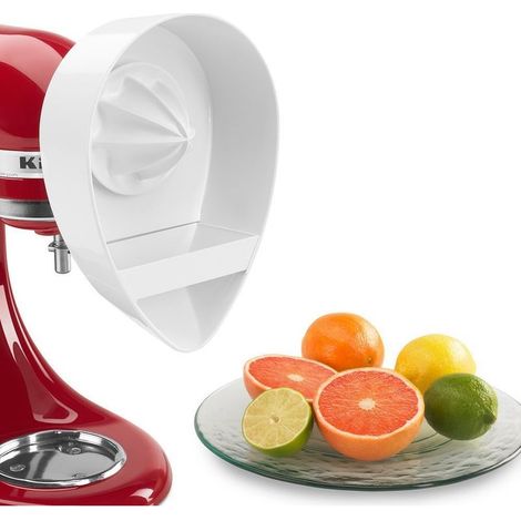 Spremiagrumi con spremiagrumi e cestello di ricambio compatibile con la maggior parte delle impastatrici KitchenAid, colore bianco. (1/5)