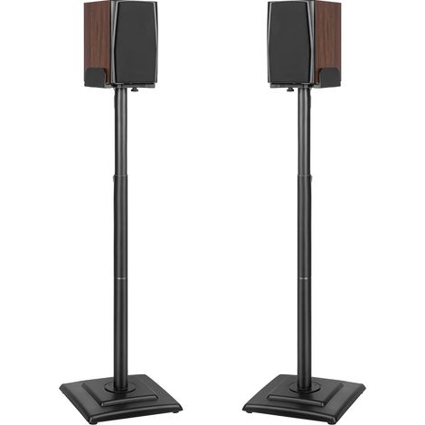 OUUTMEE Set of 2 Height Adjustable Speaker Stands, Floor Speaker Stands with Cable Management up to 5kg, Speaker Stands for Satellite Speakers (Black) (1/5)