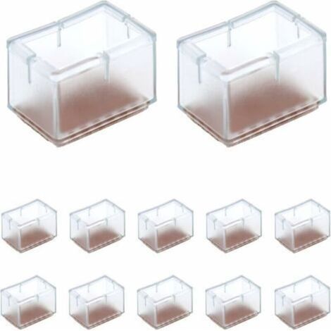 12 Pcs Protection Pied de Chaise Rectangle en Silicone pour Jambes de Chaise/Table/Sofa Largeur 24-30mm x Longueur 39-47mm (1/5)