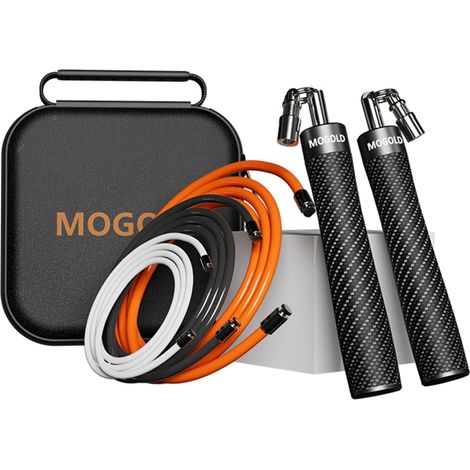 Weighted Jump Rope for Men and Women, Interchangeable 36/44/8 oz, 360 Degree Rotation, Adjustable Length, Ergonomic Leather Handle, Skipping Rope for Fitness, Loss (1/5)