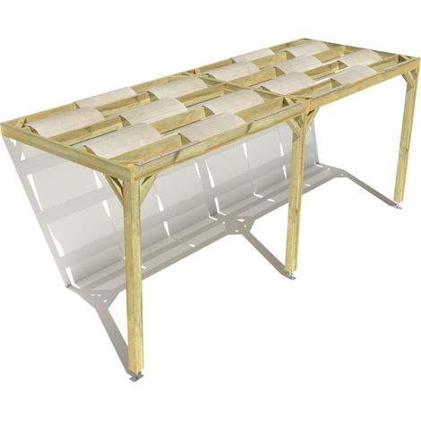 Pergola bois • 6m x 2m • adossée • sens largeur • voilage semi-transparent inclus • livraison comprise