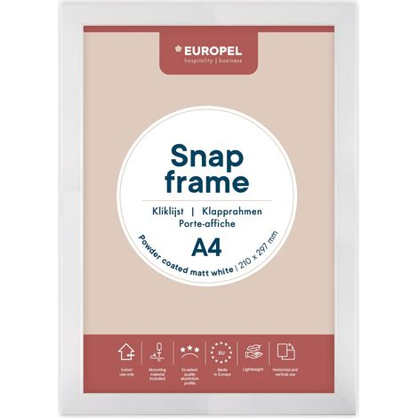 Europel cornice a scatto DIN A3 nero opaco, sistema Easy-Click, profilo 25x11 mm, alluminio anodizzato, pellicola antiriflesso, 328x451 mm, retro in polistirene grigio (1/3)