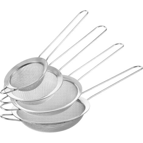 4 Pièces Passoire Inox Avec Poignée, Passoire à Maille Fine 7 8 10 12CM (1/5)