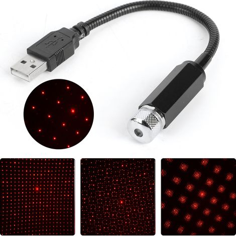 Projecteur d'ambiance romantique USB pour toit de voiture réglable avec ciel étoilé et lumière rouge décorative (1/5)