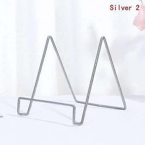 Eisen-Kunst-Präsentationsständer Geschirrständer Teller Schüssel Bilderrahmen Buchhalter Heimdekoration-L-Silver 2