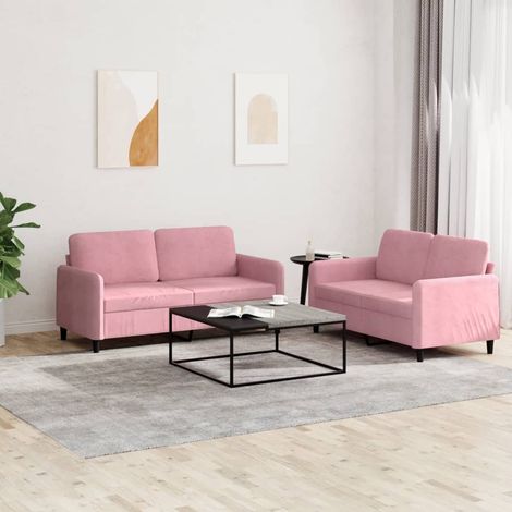 2-tlg. Sofagarnitur Rosa Samt (1/5)