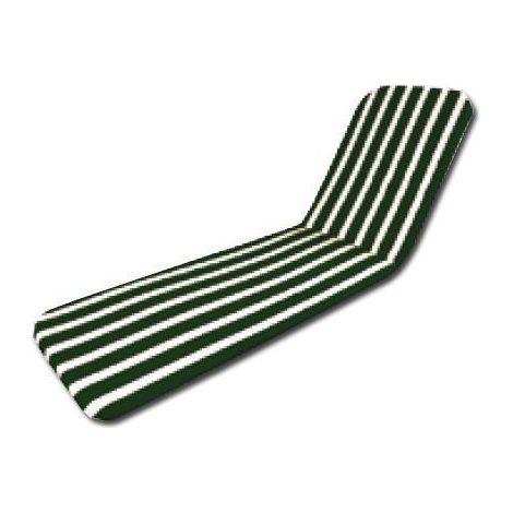 Cojín para tumbona de playa 185x55x2,5cm fabricado en poliéster y algodón color verde y blanco