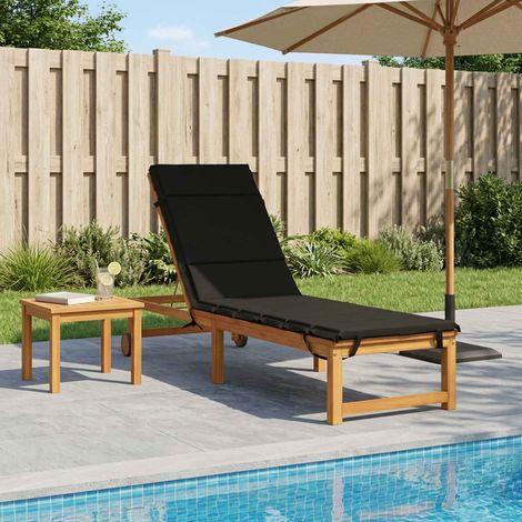 vidaXL Coussin de transat GEMERT 100 % polyester Noir 200 x 50 x 3 cm (1/5)