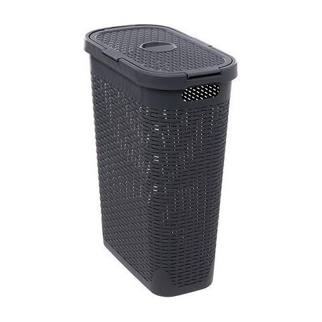 Schlanker abfallbehälter rattan 40l betongrau - 5five