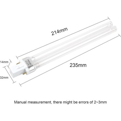 Ineasicer – Lampe UVC 11W G23 – Tube UV 253,7 nm pour purification eau – Lot de 2 – Durée de vie 8000h – Compatible filtres bassin (1/4)