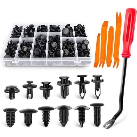 Voiture 240 Pcs Rivet Clips Plastique Fixation pour Auto Voitures Panneaux de Portes Garnissages de Portes Pare-chocs Clips d'aile Clips avec Boîte De Rangement et Outil de Démontage (1/5)