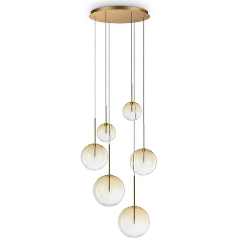 Ideal Lux EQUINOXE Plafonnier suspendu à 6 lampes avec abat-jour ambre
