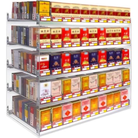 Espositore per sigarette, porta sigarette da parete, espositore automatico in acrilico con pulsante, montaggio a parete/su bancone, contiene 10 pacchetti di sigarette (1/5)