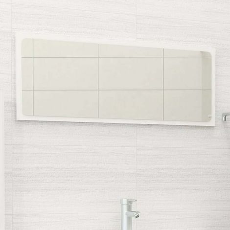 Green Mobility-Miroir de salle de bain Blanc brillant 90x1,5x37 cm Agglomere (1/5)