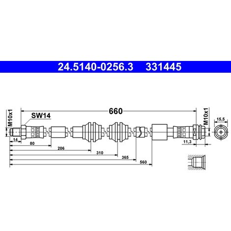 Flexible de frein ATE 24.5140-0256.3 MERCEDES-BENZ 166 420 03 48 A 166 420 03 48