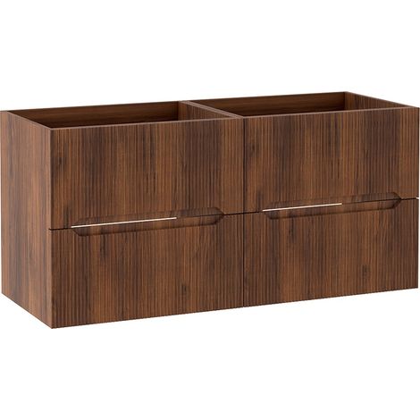 Meuble sous vasque suspendu L.120 cm effet noyer Warmia façade rainurée NOVO Furnidea (1/5)