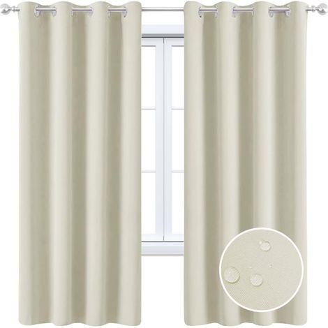 Rideau d'extérieur imperméable avec œillets - Protection solaire - Beige - Pour pergola, jardin, tonnelle - 132 x 160 cm