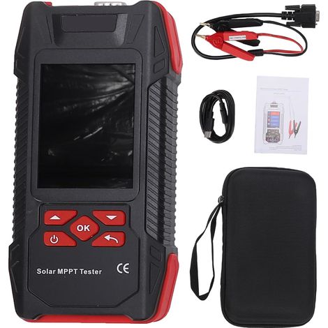 Tester MPPT solare con schermo da 3,2 pollici, tensione 3-90 V, corrente 0-40 A, potenza 0-2000 W, analizzatore MPPT portatile con spegnimento automatico per pannelli solari (1/5)