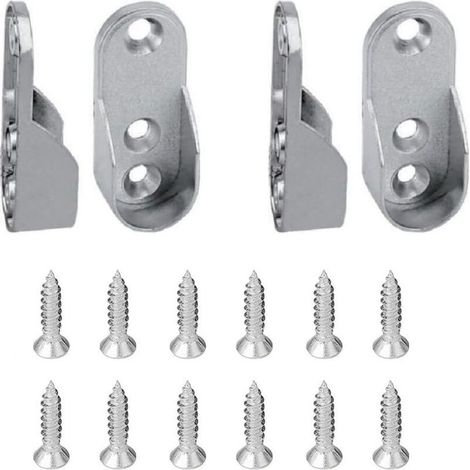 Lot de 4 supports ovales pour tringle à vêtements, support en alliage de zinc, support pour tringle ovale de 45 × 19,5 mm (3 trous de fixation) (1/5)