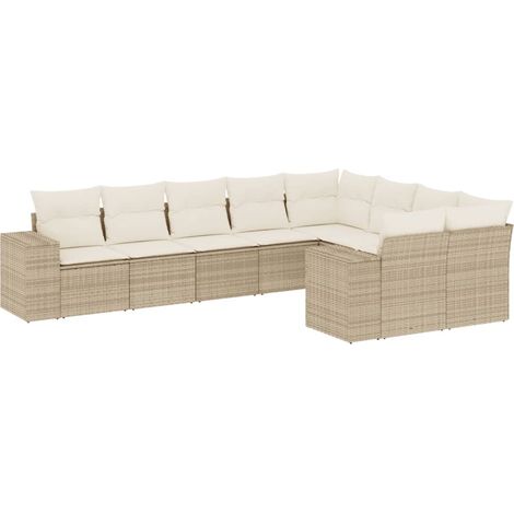 Maison Exclusive - Set de sofás de jardín 9 pzas con cojines ratá (1/5)
