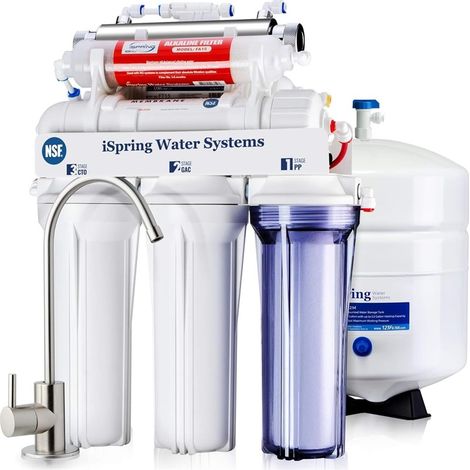 iSpring RCC7AK-UV Système d’Osmose Inverse 75 GPD avec UV et Filtration Alcaline Certifié NSF