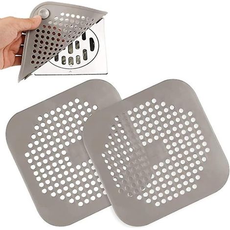graue Silikon-Haarfilter, Abflussschutzfilter, Duschabflussabdeckung, Spülbeckenfilter mit Saugnapf zum Auffangen von Haaren