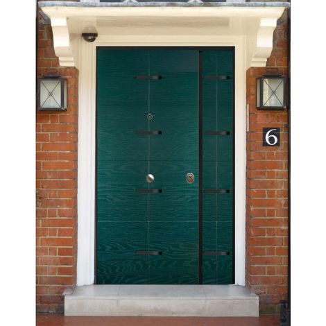 Porta Blindata con Pannello Moderno Verde da Esterno Portone Blindato 2 Ante (1/4)