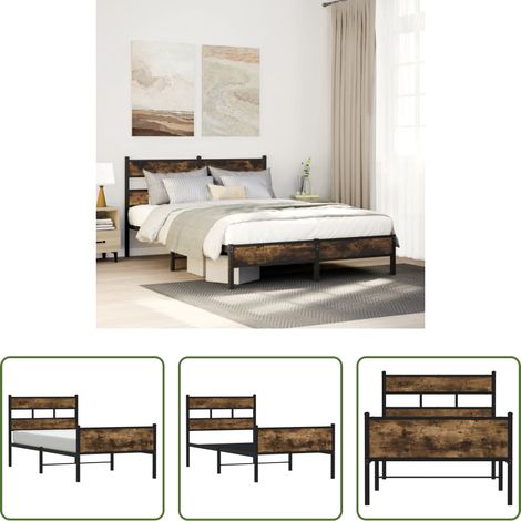 vidaXL Estructura de cama sin colchón madera roble ahumado 90x200 cm (1/5)