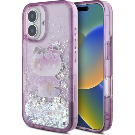 Cover per iPhone 16 Hello Kitty Liquid Glitter per il 50° anniversario (Viola) (1/5)