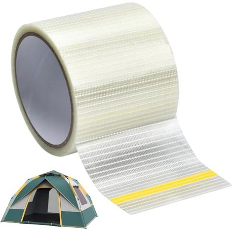 Ruban Adhésif de Réparation en Fibre de Verre 10m x 8cm Ruban de Réparation pour Auvent Imperméabletransparent Ripstop Ruban en Fibre de Verre pour Auvents de Camping-Car, Tentes (1/5)