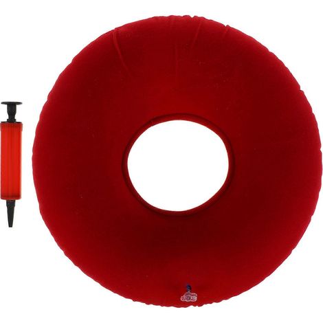 Coussin gonflable en forme d'anneau avec pompe à air pour soulager les hémorroïdes pendant la grossesse-35x35x4cm-Red