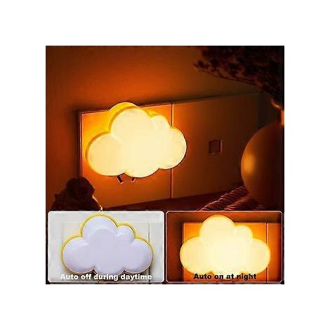 LED Kinder Baby Nachtlicht Steckdose Lichtsensor Warmweiß 3D Wolken Lampe Kinderzimmer Babyzimmer Treppen Dekor