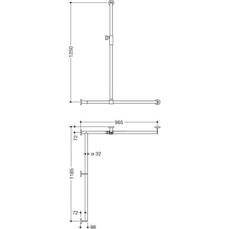 HEWI 900.35M30960 CV DUHA, d:32, li, A1:1250, W1:965, W2: