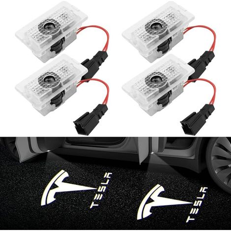 Proiettore logo per portiera, illuminazione ingresso e illuminazione sotto la portiera – Compatibile con Tesla Model 3, Model Y, Model S, Model X (4 pezzi)