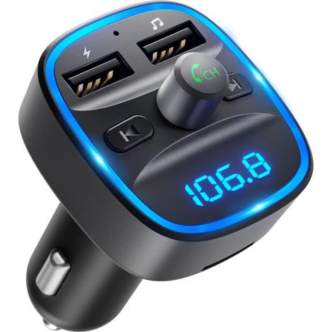FM-Transmitter-Upgrade, Freisprecheinrichtung, Bluetooth-FM-Transmitter-Radioadapter mit Dual-USB-Autoladegerät und MP3-Player-Anschluss (1/4)