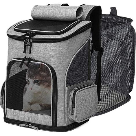 Sac de transport pour chat avec 4 fenêtres – Charge maximale 8kg – Tissu oxford imperméable – Pliable et extensible (1/5)