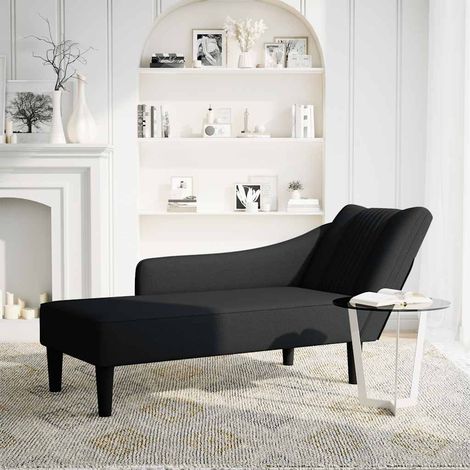 Fauteuil relax Fauteuil long avec accoudoir droit noir tissu (1/5)