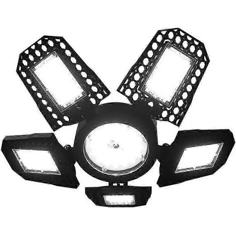 Éclairage LED pour garage compatible avec une bande lumineuse LED réglable pour plafond de garage avec 5 panneaux réglables, éclairage d'atelier LED E27, 3000 lumens, 30 watts. (1/5)