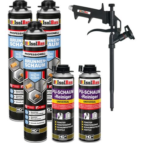 Brunnenschaum 3 x 750ml Bauschaum 2 x Reiniger Montageschaum Schaum Pistole (1/5)