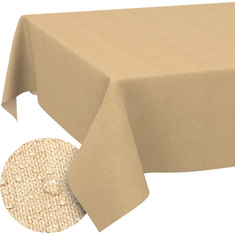 Nappe enduite Beige Aspect Lin 260x140 cm rectangulaire (1/5)