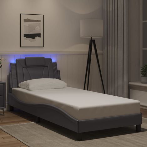 Cadre de lit Viana avec LED sans matelas gris 80x200 cm vidaXL (1/5)
