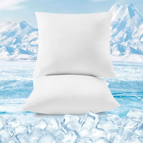 WOLTU - Juego de 2 fundas de almohada refrescantes, lavables y con cremallera, protección y comodidad, 40 x 40 cm, color blanco