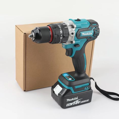 Perceuse à Percussion Sans Fil 18V Lithium-Ion – 13 mm Rouge et Noir, Tournevis Électrique à Couple Élevé, Sans Brosse, Outil de Ménage et Bricolage Rechargeable (1/5)