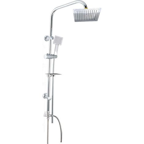 Colonna doccia da bagno moderna saliscendi con soffione quadrato doccetta telefono e portasapone per box doccia