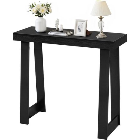 Table Console d'Entrée Meuble Étroit 91,5x30,5x81cm Charge 50kg pour Couloir Salon Noir ZH617 (1/5)